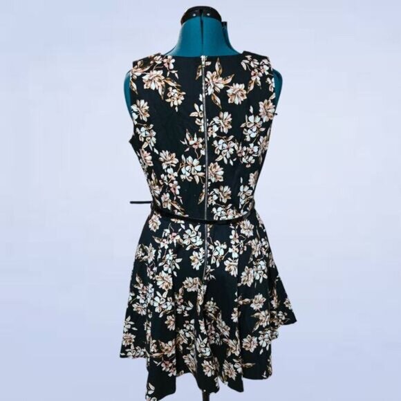 Apricot Black Floral Dress with Belt - Size‎ 10 - Picture 4 of 10
